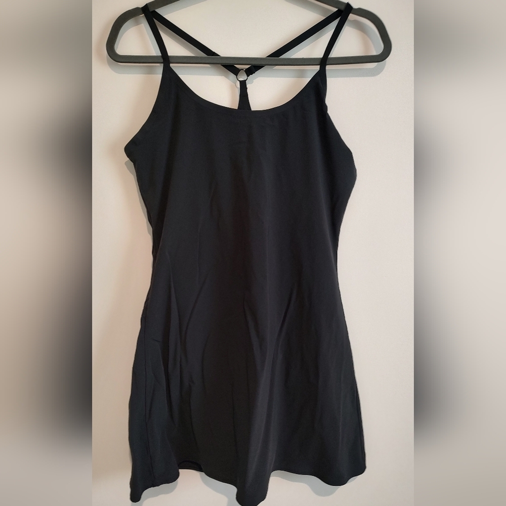 Outdoor Voices Black Athleisure Athletic Romper With Built In Shorts Round Neck